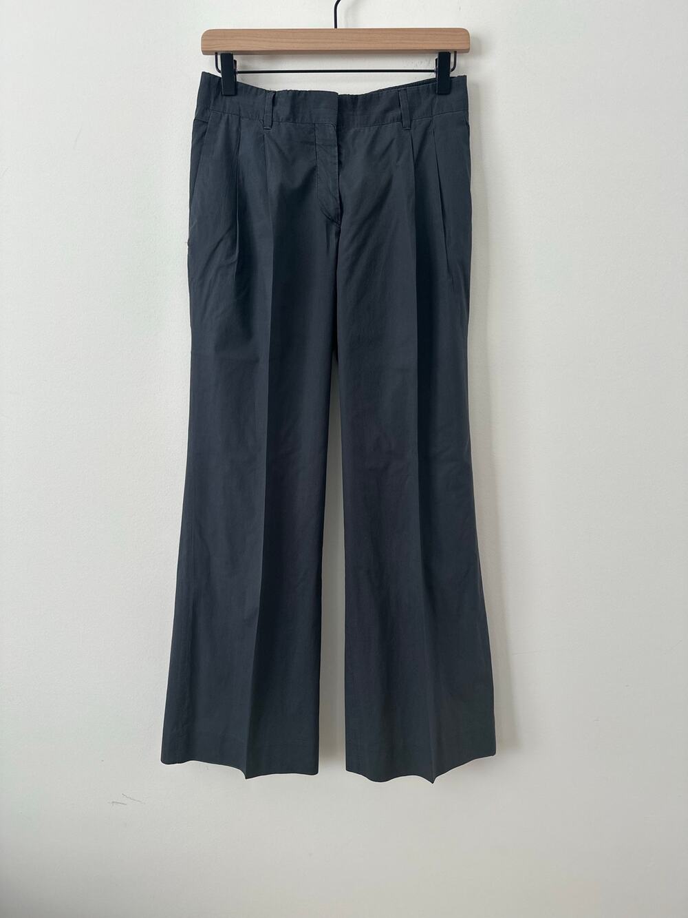 Prada Wide Leg Flare Trouser Size 42 Dark Slate Gray Made in Italy